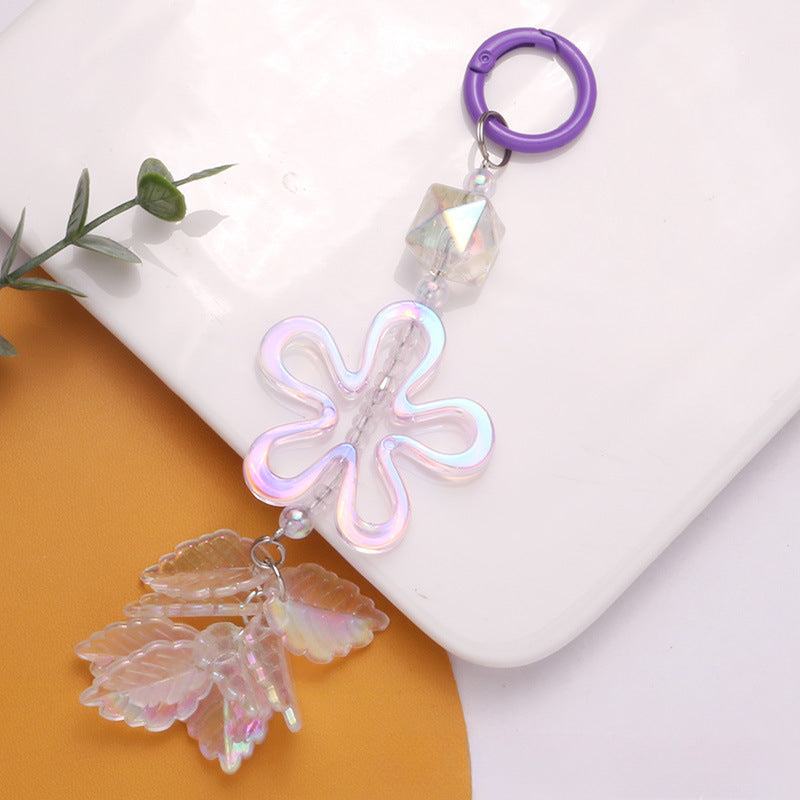 Wholesale Colorful Acrylic Hollow Five-petal Flower Keychain